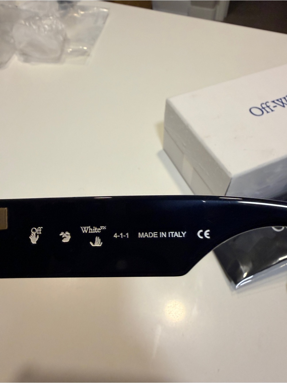 Off White OERI003 Black Oversized Square Sunglasses Gold Logo Made in Italy - Picture 5 of 8